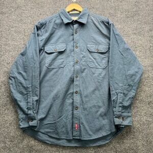 Levis Mens XL Flannel Shirt Blue Gray Long Sleeve Cotton Button Down Work Shirt